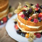 fruit cake on white plate