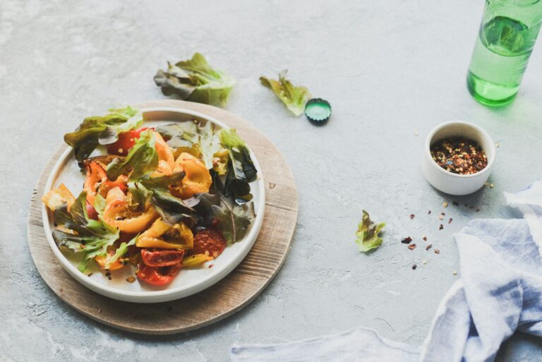 vegetable salad on white ceramic plate